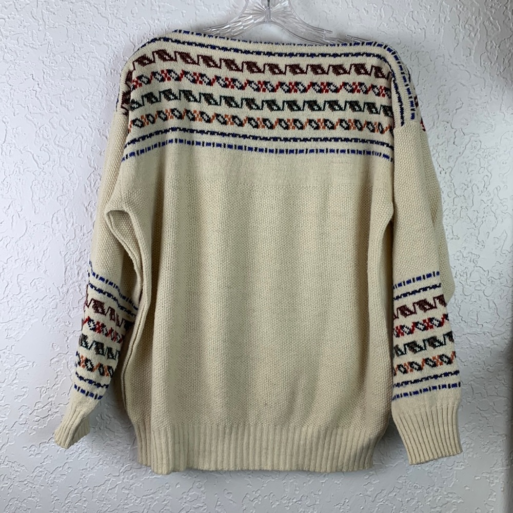 Vintage Pierre Cardin wool blend sweater Large beige fair isle